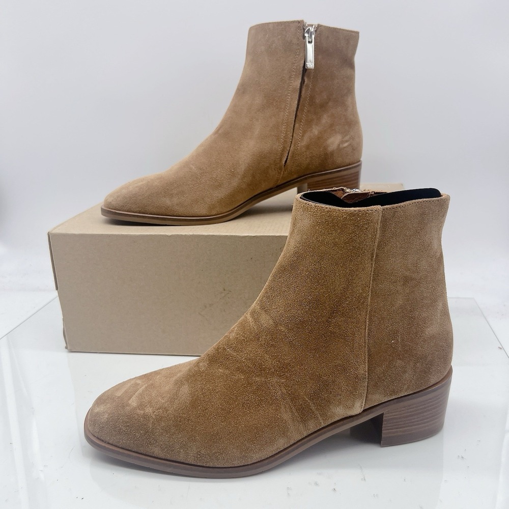 Aquatalia Reeta Luxe Weatherproof Women's Ankle Bootie Tan Brown Suede US 8.5